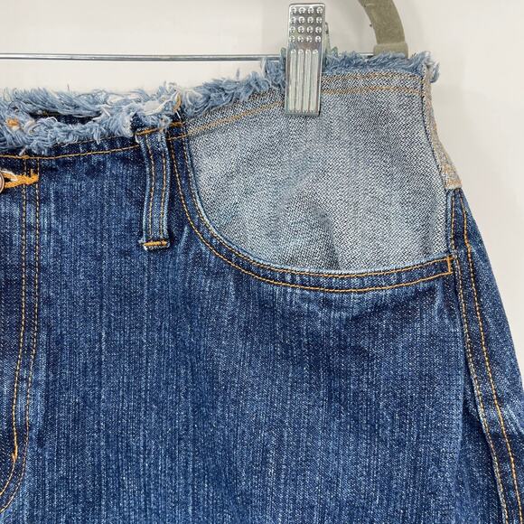 Vintage Bill Blass Maxi Jean Denim Skirt Sz 14P Fray Contrast Western Boho 90s - Picture 4 of 10